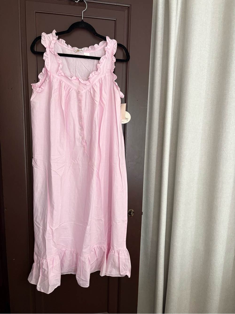 Vintage nightgown deadstock pink cotton granny cottage Ilise Stevens size S